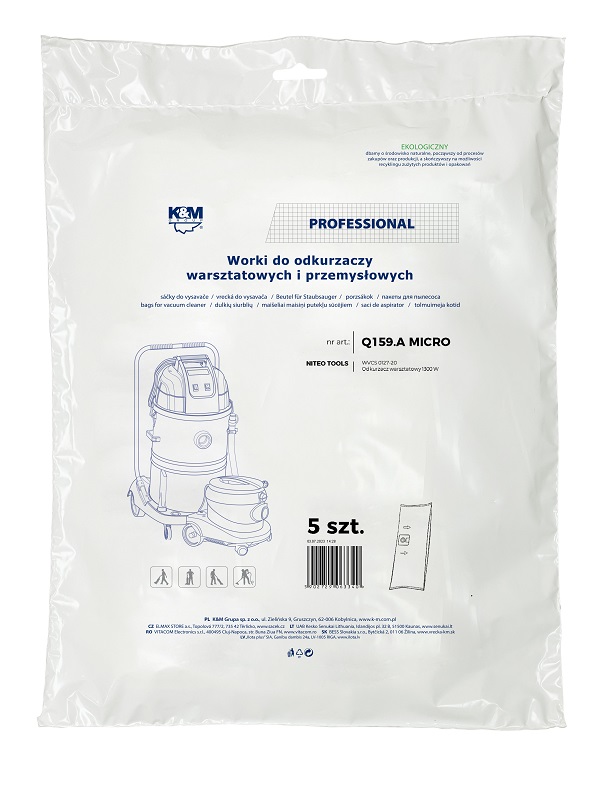 Bags for workshop vacuum cleaner NITEO TOOLS WVCS 0127-30 KM-Q159.A MICRO ( 5 pcs. )
